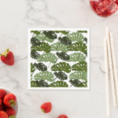 Tropical Monstera Leaf Green スタンダードカクテルナプキン (インサイチュ)