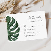 Tropical Monstera Leaf Minimal Wedding  出欠カード