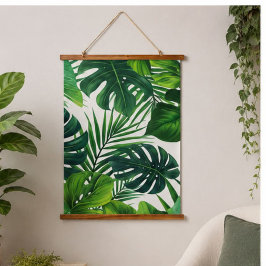Tropical Monstera Leaf Pattern Green Jungle 吊り下げ型タペストリー