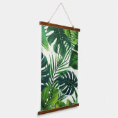 Tropical Monstera Leaf Pattern Green Jungle 吊り下げ型タペストリー (傾斜あり)