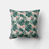 Tropical Monstera Leaves and Delicate Orchids クッション (裏面)