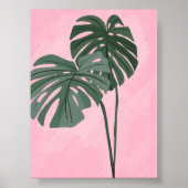 Tropical Monstera Leaves Illustration ポスター (正面)