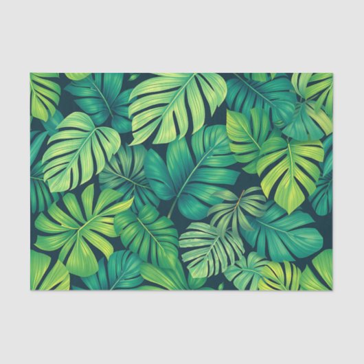 Tropical Monstera Leaves Jungle Pattern 薄葉紙 (正面)