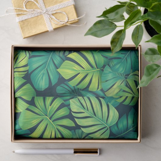 Tropical Monstera Leaves Jungle Pattern 薄葉紙 (ギフト)