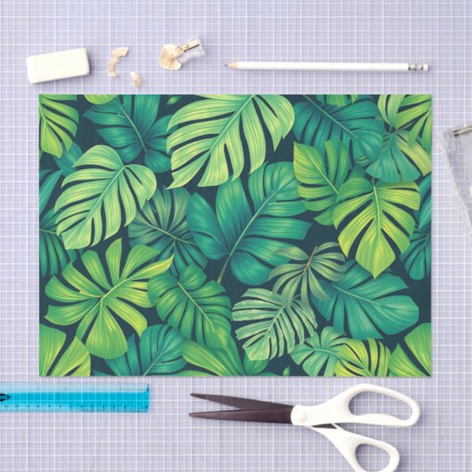 Tropical Monstera Leaves Jungle Pattern 薄葉紙 (クラフト)