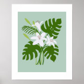 Tropical Monstera Lily Bouquet Poster ポスター (正面)