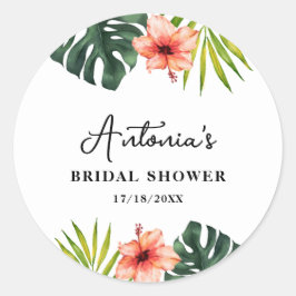 Tropical Monstera Palm Bridal Shower  ラウンドシール