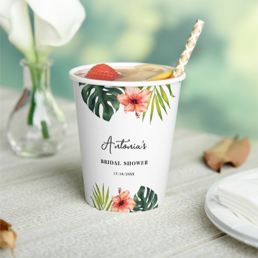 Tropical Monstera Palm Bridal Shower  紙コップ (インサイチュ)