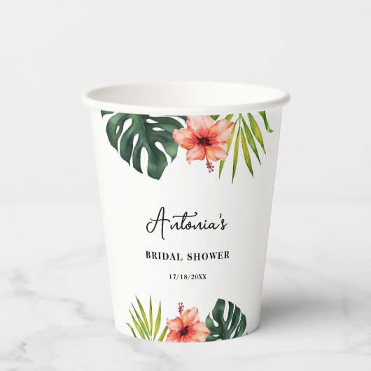 Tropical Monstera Palm Bridal Shower  紙コップ (裏面)
