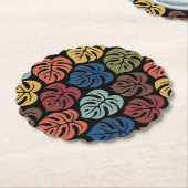 Tropical Monstera Pattern ペーパーコースター (アングル)