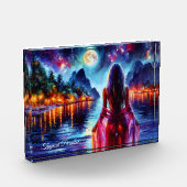 Tropical moonlit fantasy woman in paradise フォトブロック (左)