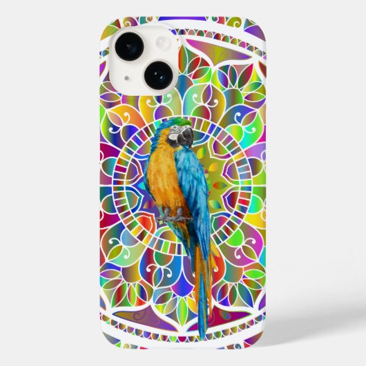 Tropical Mosaic – Blue & Gold Macaw Mandala Case-Mate iPhoneケース (裏面)