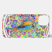 Tropical Mosaic – Blue & Gold Macaw Mandala iPhoneケース (裏面横)