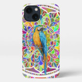 Tropical Mosaic – Blue & Gold Macaw Mandala iPhoneケース (裏面)