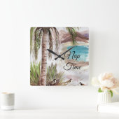 Tropical "Nap Time"  With Birds スクエア壁時計 (ホーム)