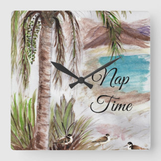 Tropical "Nap Time"  With Birds スクエア壁時計