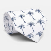 Tropical Navy Blue Palm Tree Pattern ネクタイ (ロール)