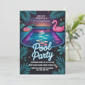 Tropical Neon Pool Party Birthday 招待状 (スタンド正面)