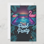 Tropical Neon Pool Party Birthday 招待状 (裏面)
