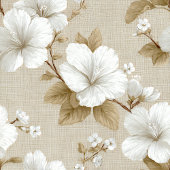 Tropical Neutral White Flowers Ivory Towel バスタオルセット