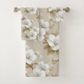 Tropical Neutral White Flowers Ivory Towel バスタオルセット (インサイチュ)