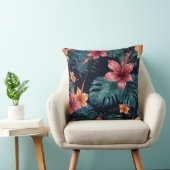 Tropical Night Blooms Vibrant Botanical Pattern クッション (椅子)