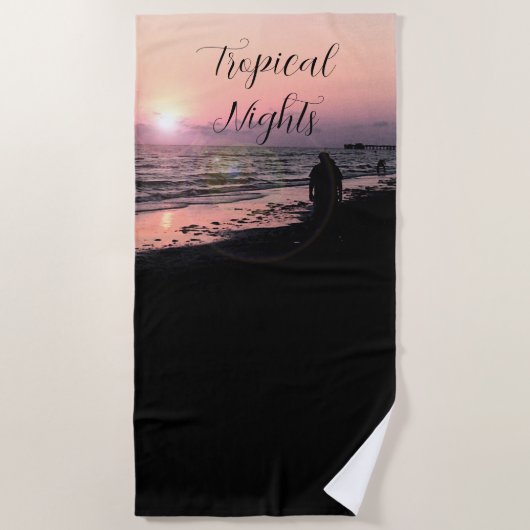 Tropical Nights Sunset Beach Towel ビーチタオル (正面)