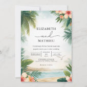 Tropical Oasis Floral Arch Wedding 招待状 (正面)