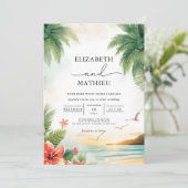 Tropical Oasis Palm Arch Wedding 招待状 (スタンド正面)