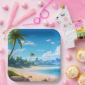 Tropical Ocean Island Sandy Beach Shore ペーパープレート (パーティー)