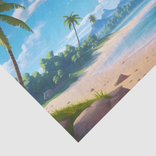 Tropical Ocean Island Sandy Beach Shore 薄葉紙 (詳細)