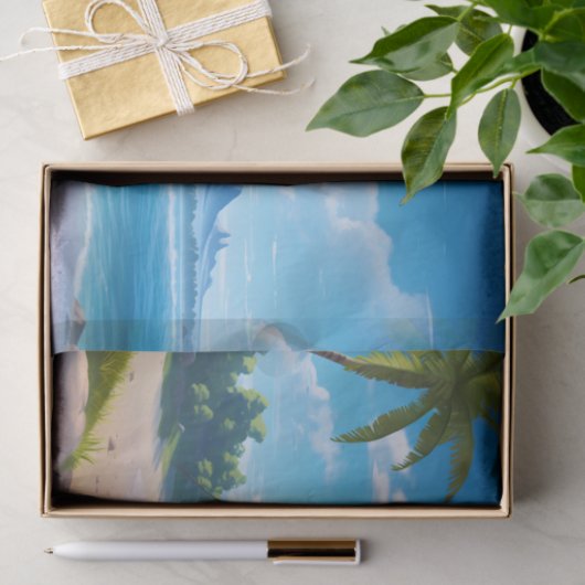 Tropical Ocean Island Sandy Beach Shore 薄葉紙 (ギフト)