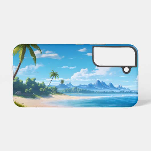 Tropical Ocean Island Sandy Beach Shore  Samsung Galaxyケース (裏面横)
