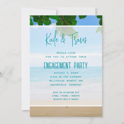 Tropical Ocean View Pre-wedding Party Invitation カード (正面)