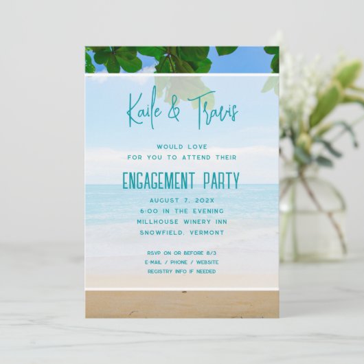 Tropical Ocean View Pre-wedding Party Invitation カード (スタンド正面)