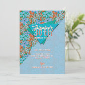 Tropical Orange and Blue Floral Birthday 招待状 (スタンド正面)