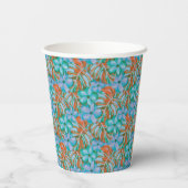 Tropical Orange & Blue Floral Birthday Paper Cups 紙コップ (裏面)
