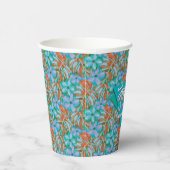 Tropical Orange & Blue Floral Birthday Paper Cups 紙コップ (右)