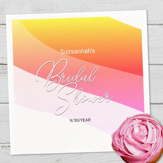 Tropical Orange Pink Shades Horizontal Streams  スタンダードカクテルナプキン