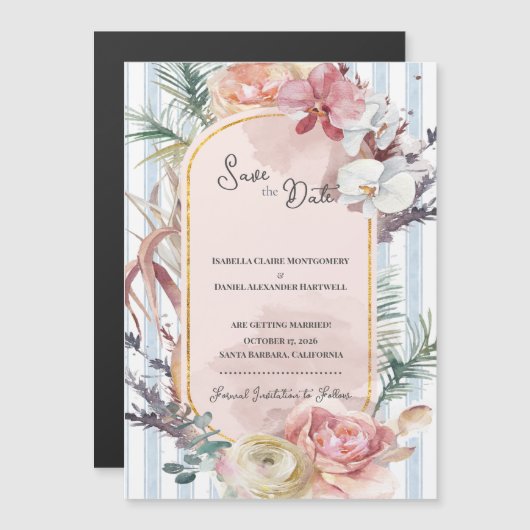 Tropical Orchid Arch Wedding Save the Date Magnet  (正面/裏面)
