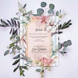 Tropical Orchid Floral Destination Wedding Details エンクロージャーカード