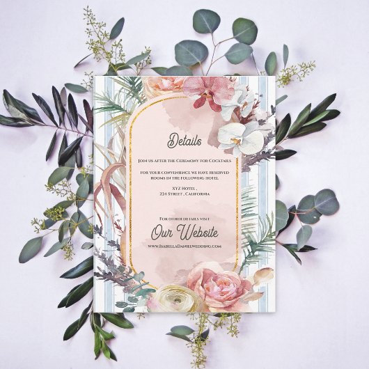 Tropical Orchid Floral Destination Wedding Details エンクロージャーカード