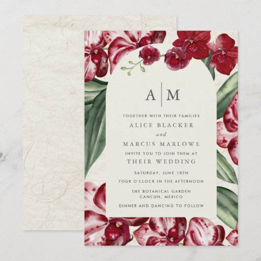 Tropical Orchid Hawaiian Island Wedding  招待状 (正面/裏面)