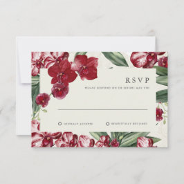 Tropical Orchid Hawaiian Island Wedding Invitation 出欠カード