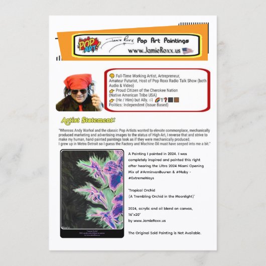 ‘Tropical Orchid’ Painting on a Small-Scale Print 招待状 (裏面)