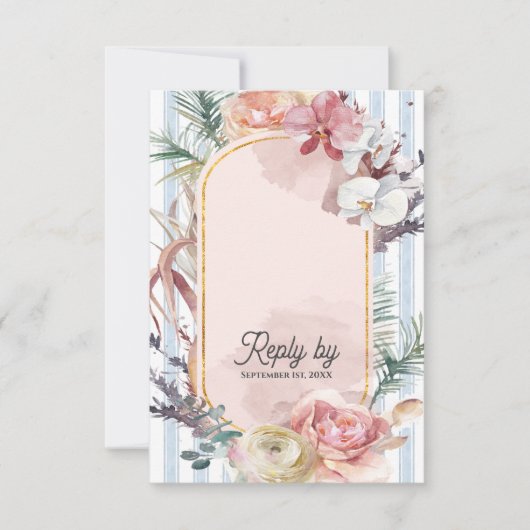 Tropical Orchid QR Code Destination Wedding RSVP (正面)