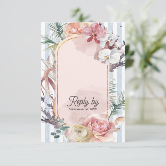 Tropical Orchid QR Code Destination Wedding RSVP (スタンド正面)