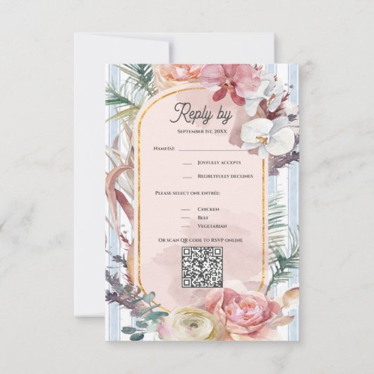 Tropical Orchid QR Code Destination Wedding RSVP (裏面)