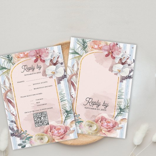Tropical Orchid QR Code Destination Wedding RSVP