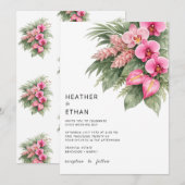 Tropical Orchid Wedding Invitation Pink Floral Mod 招待状 (正面/裏面)
